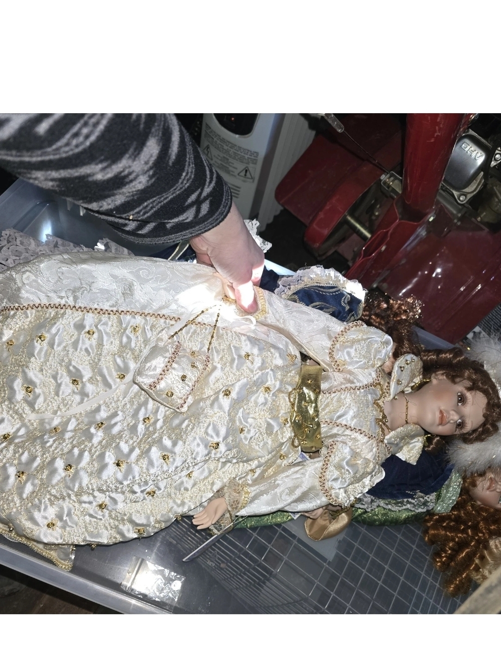 Alexandra Porcelain Doll in Ivory and Gold Gown